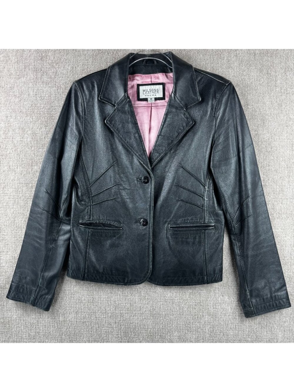 Vintage Wilsons Leather Maxima Blazer Jacket Womens M Black Grunge Biker Y2K 90s